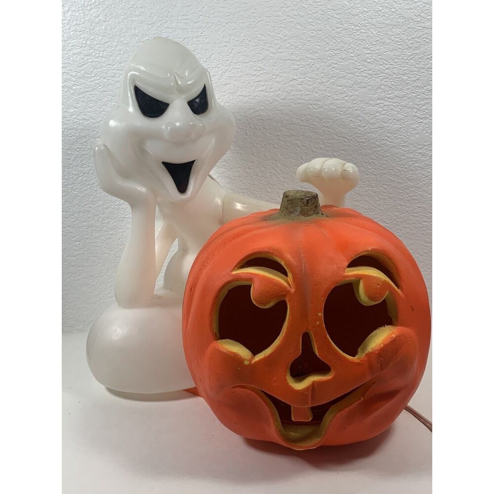 Vintage Seasons by Zanders Ghost Pumpkin Halloween 14" Plastic Blow Mold Light - Picture 5 of 10